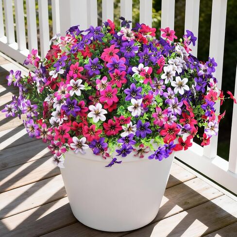 Artificial Flowers for Outdoor Fake Plants Spring Decoration, 12 Bundles Realistic Faux Flower Silk Daisy Plastic Bouquet UV Resistant for Outside Porch Patio Balcony Planter Yard Garden Home Decor in Saudi Arabia