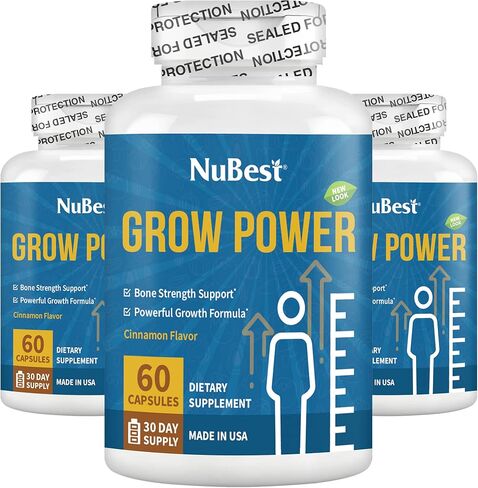 NuBest Grow Power - Calcium Supplement, Magnesium Supplement with Vitamin D3, B6, Zinc, Phosphorus and Multivitamin for Strong Bones, Overall Health for Age 10+ | 60 Capsules | 1 Month Supply in Saudi Arabia