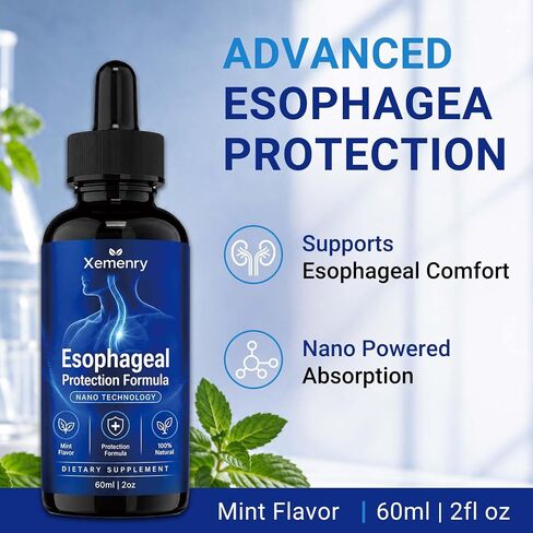 Nano Esophageal Relief Drops - Slippery Elm Bark, Zinc, L-Carnosine, L-Glutamine & Aloe Extract - Non-GMO, Dairy-Free - Relieves Digestive Irritation, Supports Throat & Stomach Comfort - 2 fl oz in Saudi Arabia