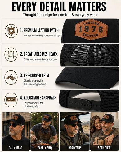 Vintage 1946-1996 Mesh Trucker Hat, 30-80th Birthday Gifts for Men Women, 30-80 Year Old Birthday Decorations Ideas in Kuwait