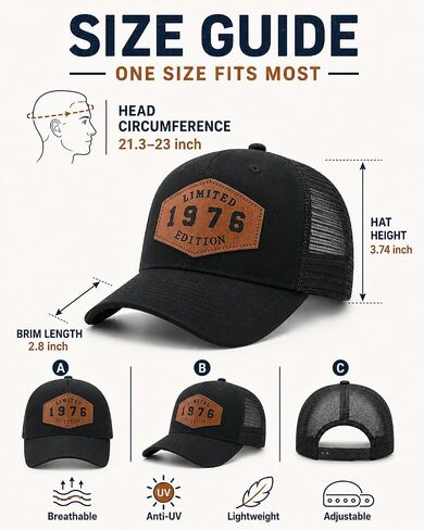 Vintage 1946-1996 Mesh Trucker Hat, 30-80th Birthday Gifts for Men Women, 30-80 Year Old Birthday Decorations Ideas in Kuwait