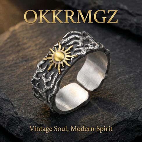 Men's Adjustable Sun Ring Silver Zinc Alloy C-Shaped Ring for Men Women Cool Y2K Fashion Rings Unique Jewelry Trendy Sun Design in Saudi Arabia