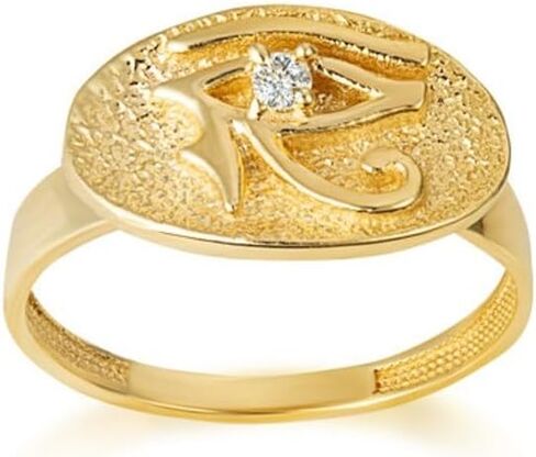 خاتم Claddagh من الذهب عيار 10 قيراط و14 قيراط والألماس المصري، رمز الحماية لعين حورس، خاتم Wadjet المزخرف متوفر باللون الأصفر والوردي والأبيض مع أحجام حلقات متعددة in Kuwait
