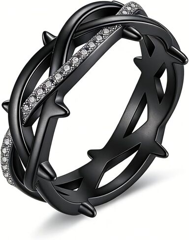 Thorns Ring for Men Black Thorn Ring Jesus Rings Crown of Thorns Rings Jewelry Gifts for Men Size 9/10 in Saudi Arabia