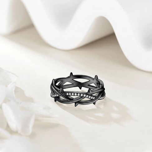 Thorns Ring for Men Black Thorn Ring Jesus Rings Crown of Thorns Rings Jewelry Gifts for Men Size 9/10 in Saudi Arabia