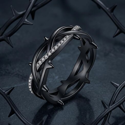 Thorns Ring for Men Black Thorn Ring Jesus Rings Crown of Thorns Rings Jewelry Gifts for Men Size 9/10 in Saudi Arabia