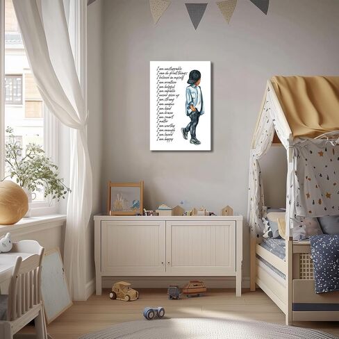 Inspirational Black Boy Wall Art Black Boy Inspiring Wall Decor African American Poster Kids Positive Daily Affirmation Prints Motivational Quotes Painting for Boys Bedroom Playroom 12x16 Inch in Saudi Arabia