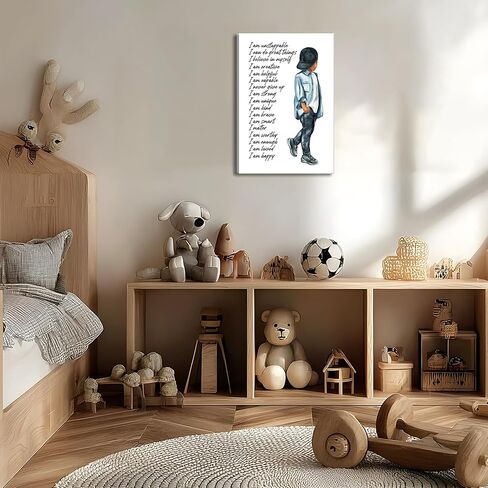 Inspirational Black Boy Wall Art Black Boy Inspiring Wall Decor African American Poster Kids Positive Daily Affirmation Prints Motivational Quotes Painting for Boys Bedroom Playroom 12x16 Inch in Saudi Arabia