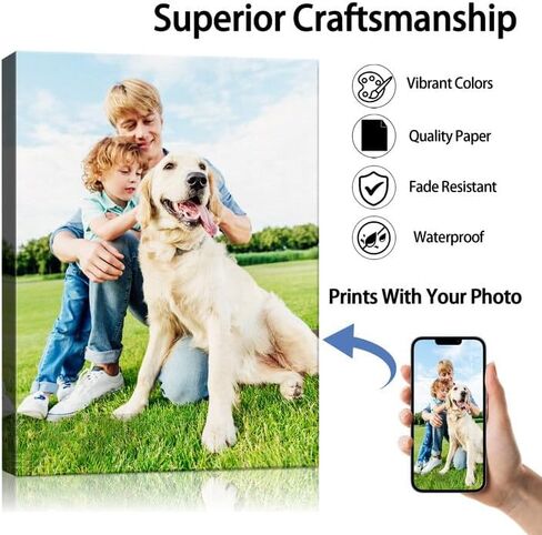 Personalized Photo to Canvas Print - Canvas Prints with Your Photos on Custom Canvas Prints for Wall Art for Bedroom, Living Room, Wedding Family Baby Pet Picture Framed Wall Decor 8L"x6W" in Saudi Arabia