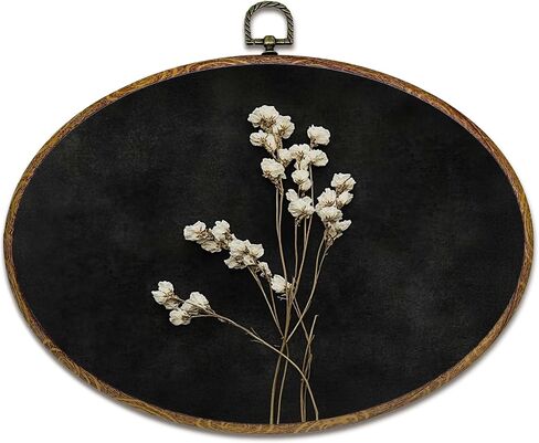kdqua Vintage Floral Botanical Oval Wall Art Decor, Dark Academia Flower Canvas Artwork Framed, Retro Moody Floral Wall Hanging Decorations for Home Bedroom Living Room, 11.4x8.6 Inch in Saudi Arabia
