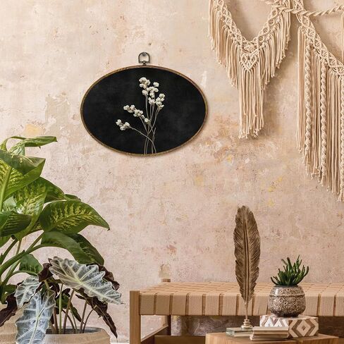 kdqua Vintage Floral Botanical Oval Wall Art Decor, Dark Academia Flower Canvas Artwork Framed, Retro Moody Floral Wall Hanging Decorations for Home Bedroom Living Room, 11.4x8.6 Inch in Saudi Arabia