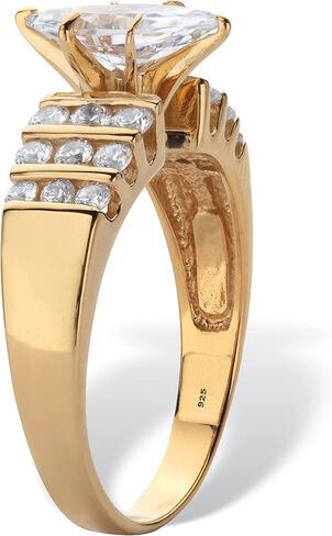 خاتم خطوبة من Palm Beach Jewelry مطلي بالذهب الأصفر أو البلاتينيوم من الفضة الإسترليني قطع ماركيز مكعبة الزركونيا مقاس 7 in Kuwait