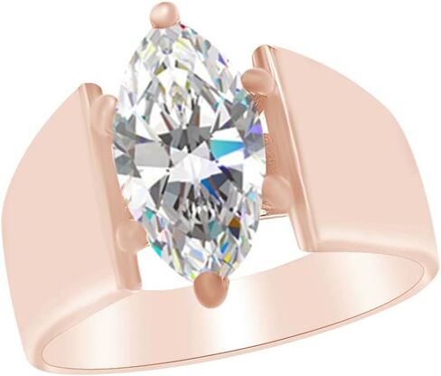 AFFY Marquise Shape White Cubic Zirconia Engagement Ring in 14k Gold Over Sterling Silver (2.48 cttw) in Kuwait