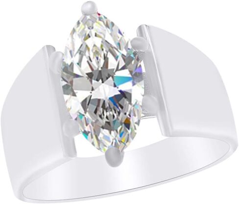 AFFY Marquise Shape White Cubic Zirconia Engagement Ring in 14k Gold Over Sterling Silver (2.48 cttw) in Kuwait