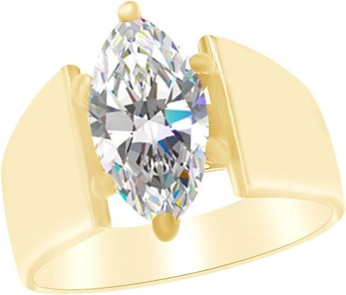 AFFY Marquise Shape White Cubic Zirconia Engagement Ring in 14k Gold Over Sterling Silver (2.48 cttw) in Kuwait