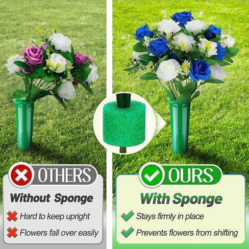 8 Pcs Cemetery Vases for Grave - Plastic Flower Holders with Spikes, Cone Vase for Memorial Day Grave Accessories Cemetery Decorations (Green) in Saudi Arabia