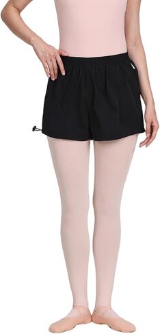 Women Woven Shorts Mid Rise Elastic Waistband Adjustable Hem for Running Dance in Saudi Arabia