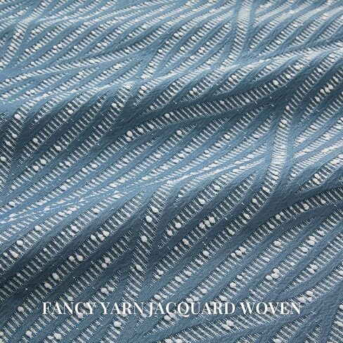 Blue and White Jacquard Blackout Curtains, 52 Inches Wide 84 Inches Long 2 Panels, Thermal Insulated Noise Reducing Grommet Window Treatments Drapes for Bedroom Living Room in Saudi Arabia