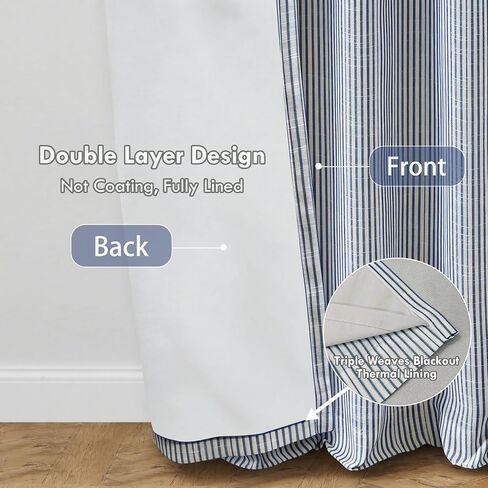 DriftAway Stripe Blackout Linen Curtain Valance Double Layer Farmhouse Country Rustic Hygge Stripe Yarn Dyed Woven Thermal Insulated Rod Pocket Valance W52 x L18 Black in Kuwait