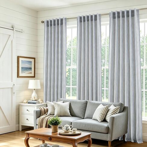 DriftAway Stripe Blackout Linen Curtain Valance Double Layer Farmhouse Country Rustic Hygge Stripe Yarn Dyed Woven Thermal Insulated Rod Pocket Valance W52 x L18 Black in Kuwait