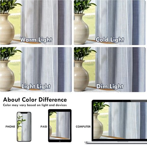 DriftAway Stripe Blackout Linen Curtain Valance Double Layer Farmhouse Country Rustic Hygge Stripe Yarn Dyed Woven Thermal Insulated Rod Pocket Valance W52 x L18 Black in Kuwait