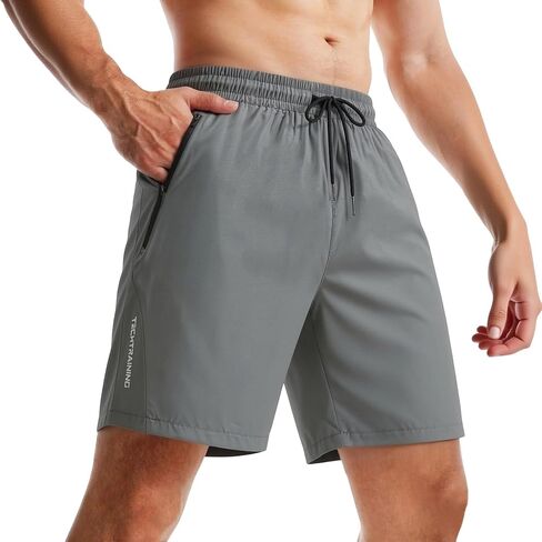 Gym Shorts for Men Quick Dry Elastic Waistband Drawstring Stretch Lightweight 5 Inch Shorts with Zipper Pockets in Saudi Arabia