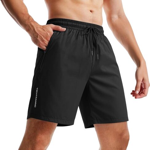 Gym Shorts for Men Quick Dry Elastic Waistband Drawstring Stretch Lightweight 5 Inch Shorts with Zipper Pockets in Saudi Arabia
