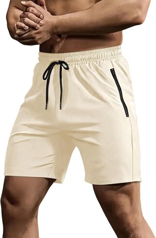 Gym Shorts for Men Quick Dry Elastic Waistband Drawstring Stretch Lightweight 5 Inch Shorts with Zipper Pockets in Saudi Arabia