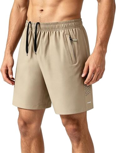 Gym Shorts for Men Quick Dry Elastic Waistband Drawstring Stretch Lightweight 5 Inch Shorts with Zipper Pockets in Saudi Arabia