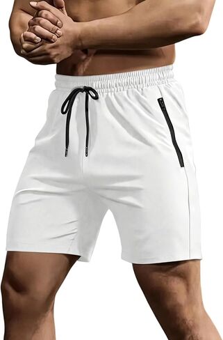 Gym Shorts for Men Quick Dry Elastic Waistband Drawstring Stretch Lightweight 5 Inch Shorts with Zipper Pockets in Saudi Arabia