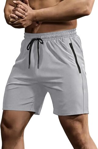 Gym Shorts for Men Quick Dry Elastic Waistband Drawstring Stretch Lightweight 5 Inch Shorts with Zipper Pockets in Saudi Arabia