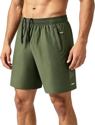 Gym Shorts for Men Quick Dry Elastic Waistband Drawstring Stretch Lightweight 5 Inch Shorts with Zipper Pockets in Saudi Arabia