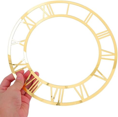 ORFOFE Wall Clock Face Round Roman Numeral Acrylic Mirror Clock Stickers Self-Adhesive Peel and Stick Decorative Dial for Living Room Hotel Entryway Wall Decor in Kuwait