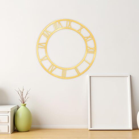 ORFOFE Wall Clock Face Round Roman Numeral Acrylic Mirror Clock Stickers Self-Adhesive Peel and Stick Decorative Dial for Living Room Hotel Entryway Wall Decor in Kuwait