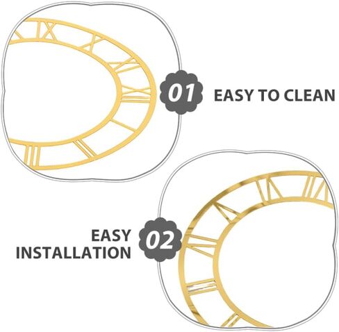 ORFOFE Wall Clock Face Round Roman Numeral Acrylic Mirror Clock Stickers Self-Adhesive Peel and Stick Decorative Dial for Living Room Hotel Entryway Wall Decor in Kuwait