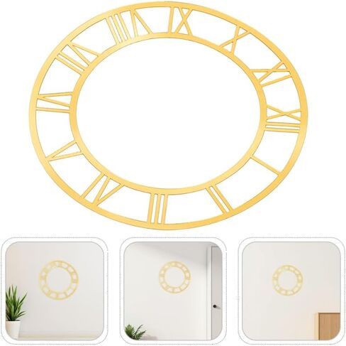 ORFOFE Wall Clock Face Round Roman Numeral Acrylic Mirror Clock Stickers Self-Adhesive Peel and Stick Decorative Dial for Living Room Hotel Entryway Wall Decor in Kuwait