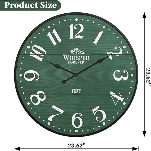 3More Large Wall Clock 24 Inch,Silent Battery Operated Clocks with Wrought Iron Frame Round,Mid-Century Country Wooden Shiplap Hanging Clock, Ideal for Living Room, Bedroom, Office, and Kitchen Decor in Kuwait
