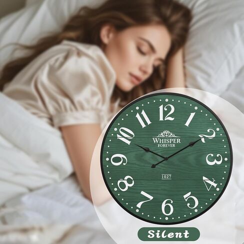 3More Large Wall Clock 24 Inch,Silent Battery Operated Clocks with Wrought Iron Frame Round,Mid-Century Country Wooden Shiplap Hanging Clock, Ideal for Living Room, Bedroom, Office, and Kitchen Decor in Kuwait