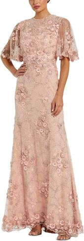 Flutter Sleeve Floral Emboridered Net Gown in Saudi Arabia