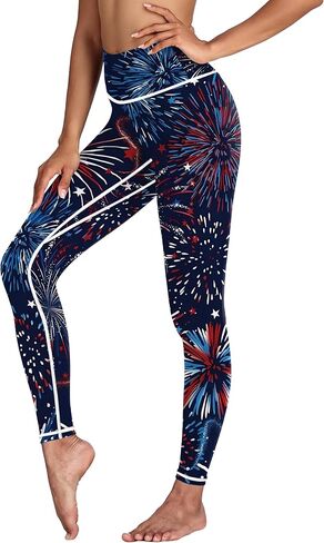 Women American Flag Leggings 4th of July Patriotic Stripes Printed 4-Way Stretchy Yoga Pants in Saudi Arabia
