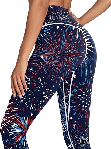 Women American Flag Leggings 4th of July Patriotic Stripes Printed 4-Way Stretchy Yoga Pants in Saudi Arabia