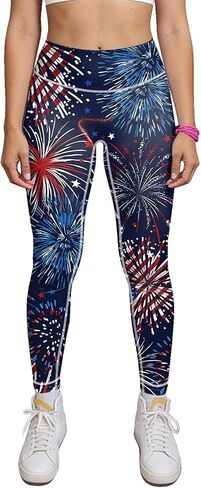 Women American Flag Leggings 4th of July Patriotic Stripes Printed 4-Way Stretchy Yoga Pants in Saudi Arabia