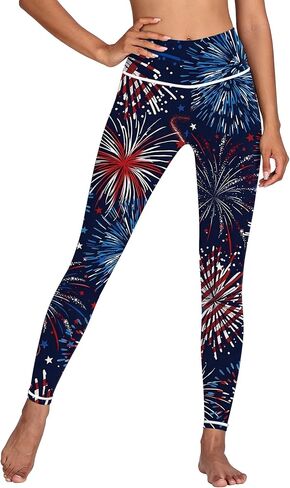 Women American Flag Leggings 4th of July Patriotic Stripes Printed 4-Way Stretchy Yoga Pants in Saudi Arabia