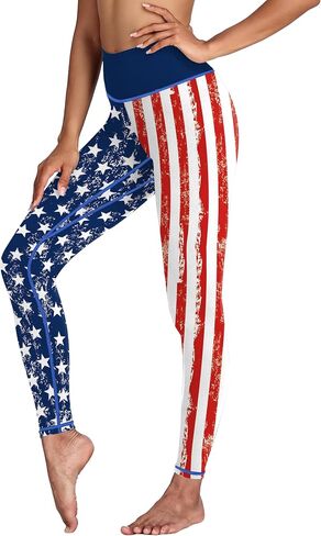 Women American Flag Leggings 4th of July Patriotic Stripes Printed 4-Way Stretchy Yoga Pants in Saudi Arabia