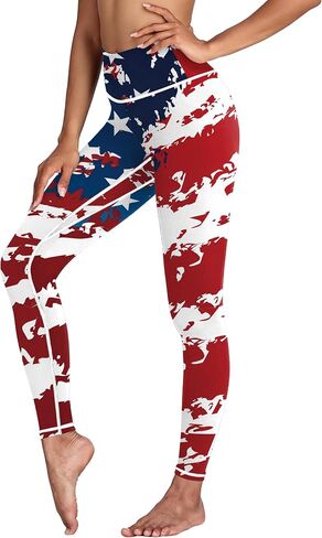 Women American Flag Leggings 4th of July Patriotic Stripes Printed 4-Way Stretchy Yoga Pants in Saudi Arabia