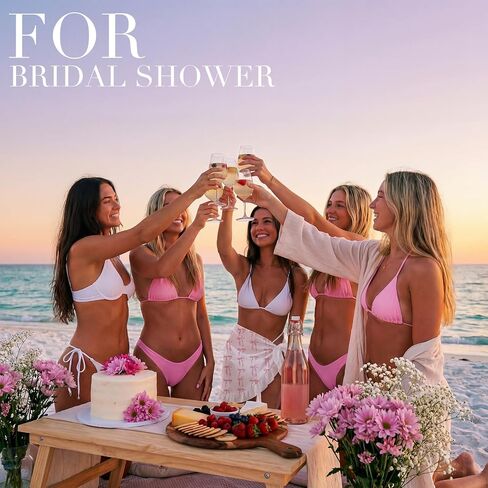 Pink Bow Cover up Sarong Wrap Skirt Ruffled Bachelorette Outfits for Bride Sheer Mesh Bridal Swimsuit Bathing Suit in Kuwait
