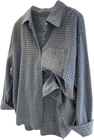 SOLY HUX Women's Plaid Long Sleeve Shirts Button Down Vintage Blouse Casual Tops in Kuwait