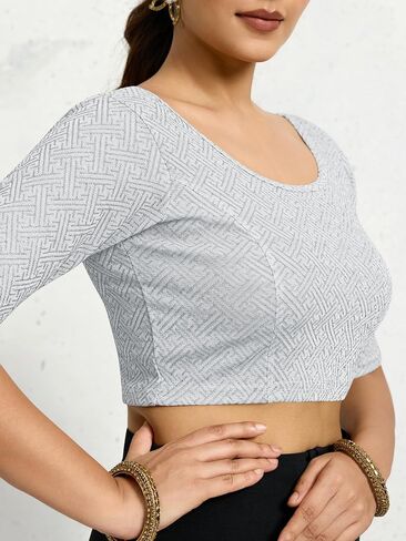 TRENDMALLS Women's Polyester Elastane Zari Stretchable Blouse Choli Stylish Saree Blouse Ready to Wear in Saudi Arabia
