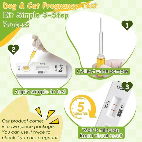 Dog & Cat Pregnancy Test Kit (2 Pack) – at-Home Pet Urine Screening Test for Dogs & Cats, Fast Visual Results, Non-Invasive & Easy to Use in Kuwait