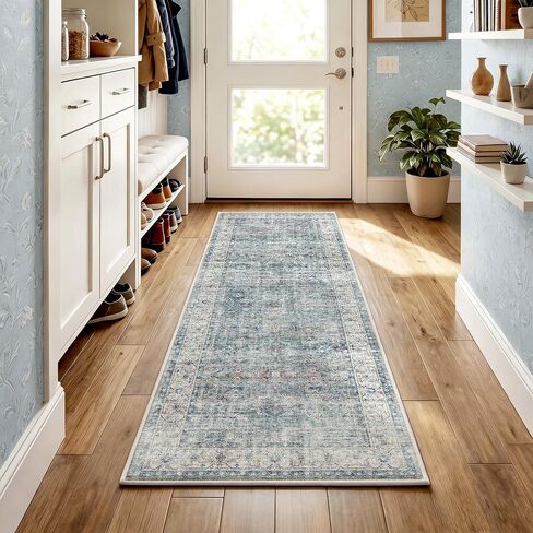 Beauoop 8x10 Washable Area Rug Beige Vintage Distressed Neutral Oriental Large for Living Room Cream Indoor Soft Traditional Retro Non Slip Low Pile Rug for Bedroom Dining Room Kitchen Office Nursery in Saudi Arabia